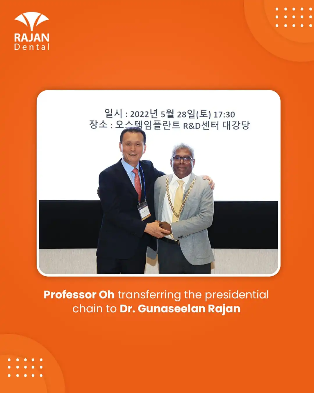 Dr Gunaseelan Rajan has taken over as President, Asian Association of Oral and Maxillofacial Surgeons